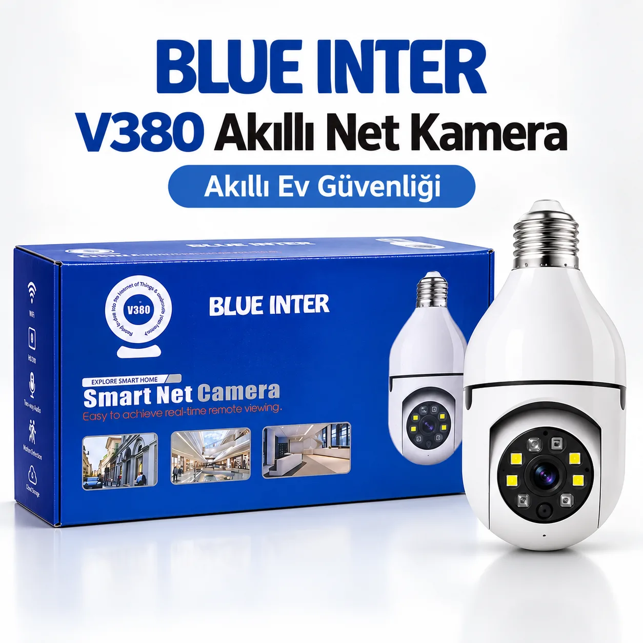 1080P Ampul Kamera – WiFi, 360°, Çift Yönlü Ses