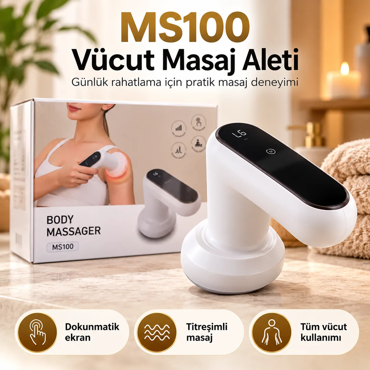 MS100 Vücut Masaj Aleti – Dokunmatik Ekranlı, Titreşimli Tüm Vücut Masaj Cihazı