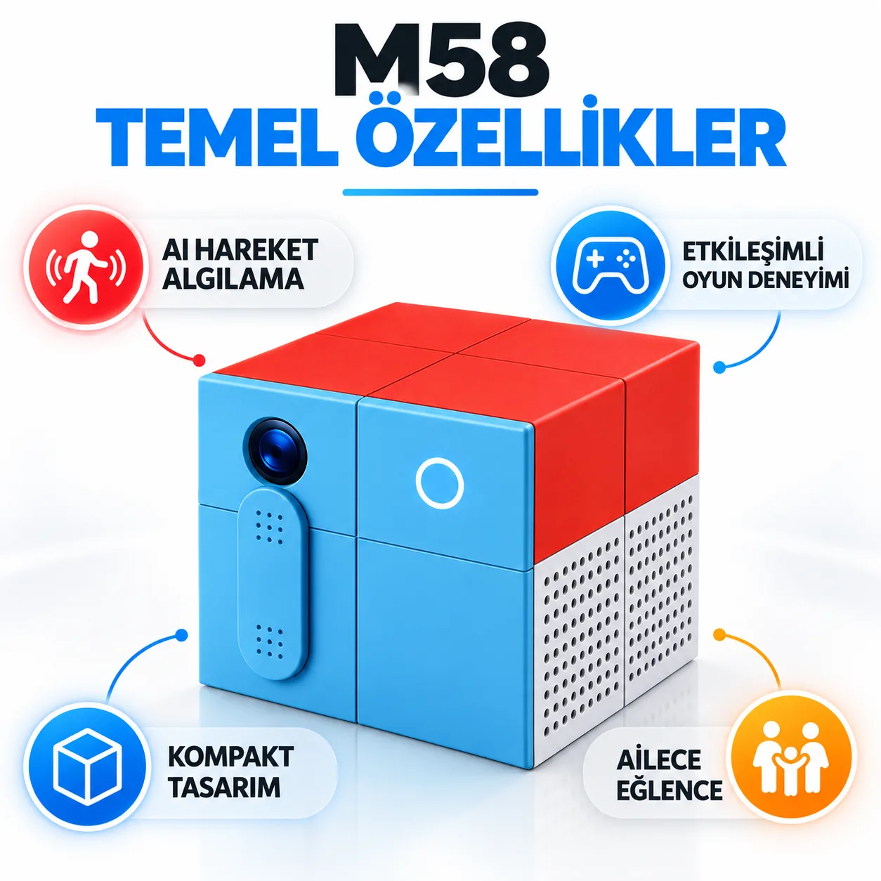 SJGAM M58 AI Hareket Algılamalı Oyun Konsolu – İnteraktif Aile ve Çocuk Oyun Sistemi