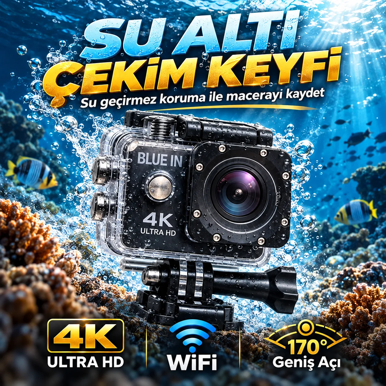 4K Aksiyon Kamerası – WiFi, 30FPS, 16MP