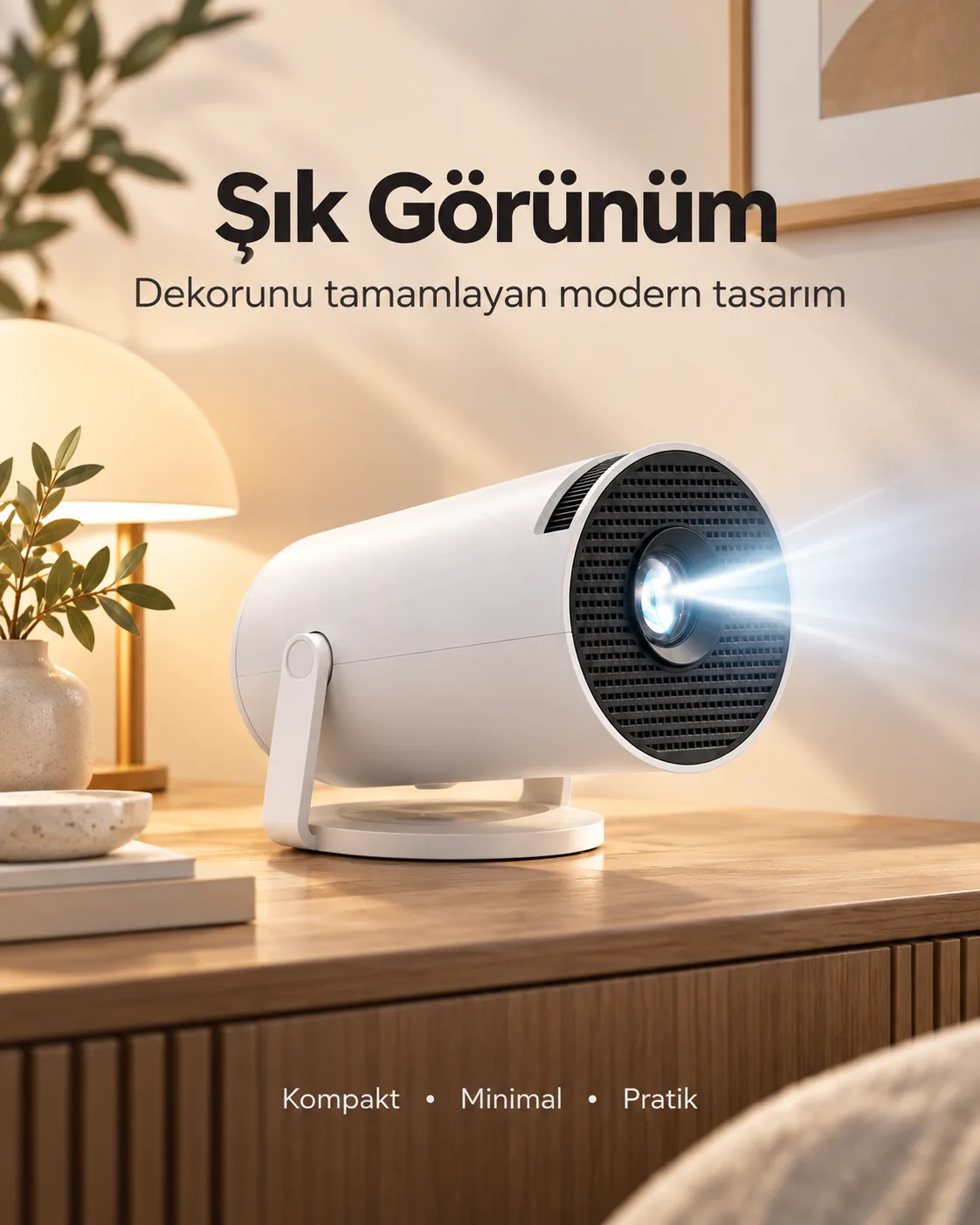 Mini Projeksiyon Cihazı – WiFi, Bluetooth, 4K Destekli