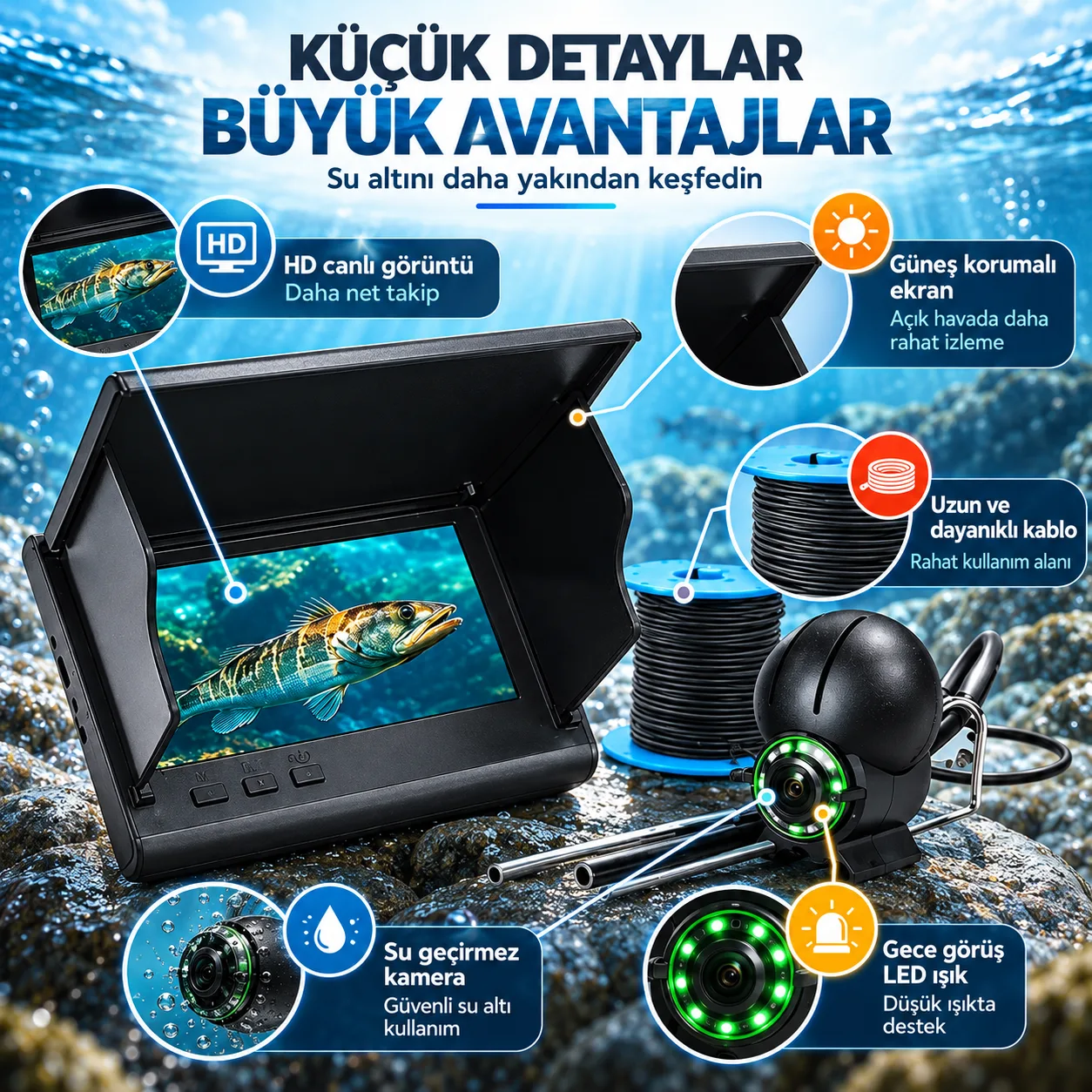 Akvaryum İzleme Kamerası – Ekranlı Canlı Görüntü – ürün görseli 4
