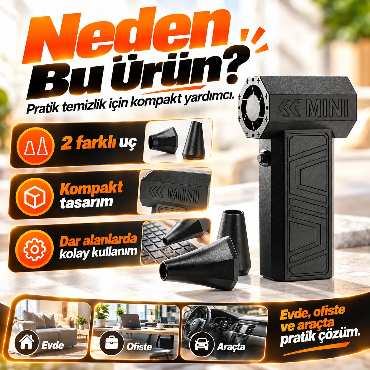 Kablosuz Hava Üfleme Makinesi – Mini Turbo Fan