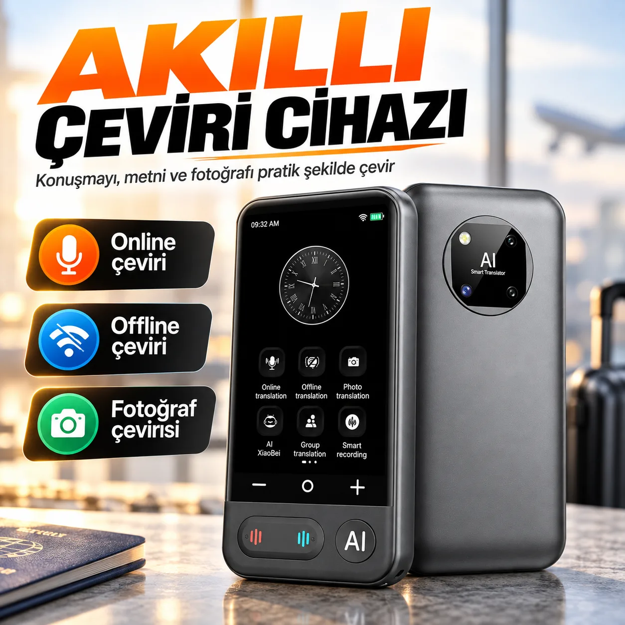 Taşınabilir AI Çeviri Cihazı – Çok Dilli Anlık Tercüman