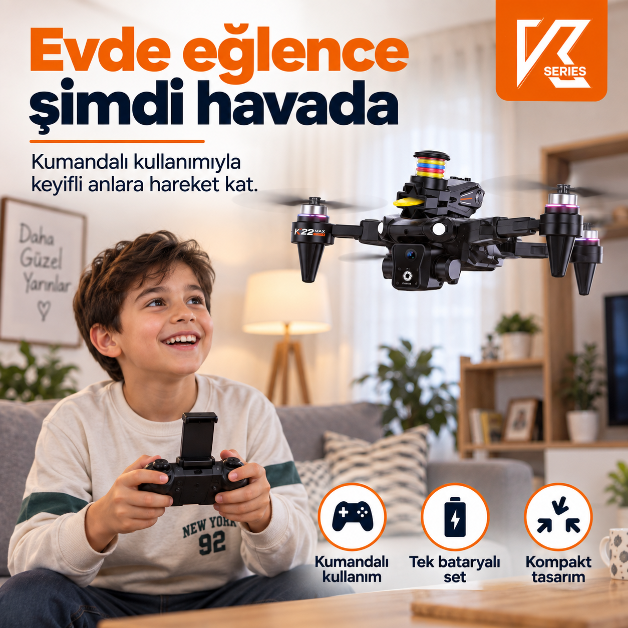 K22 Shoot Kameralı Disk Atan Drone – Fırçasız Motorlu Katlanabilir Kumandalı Drone