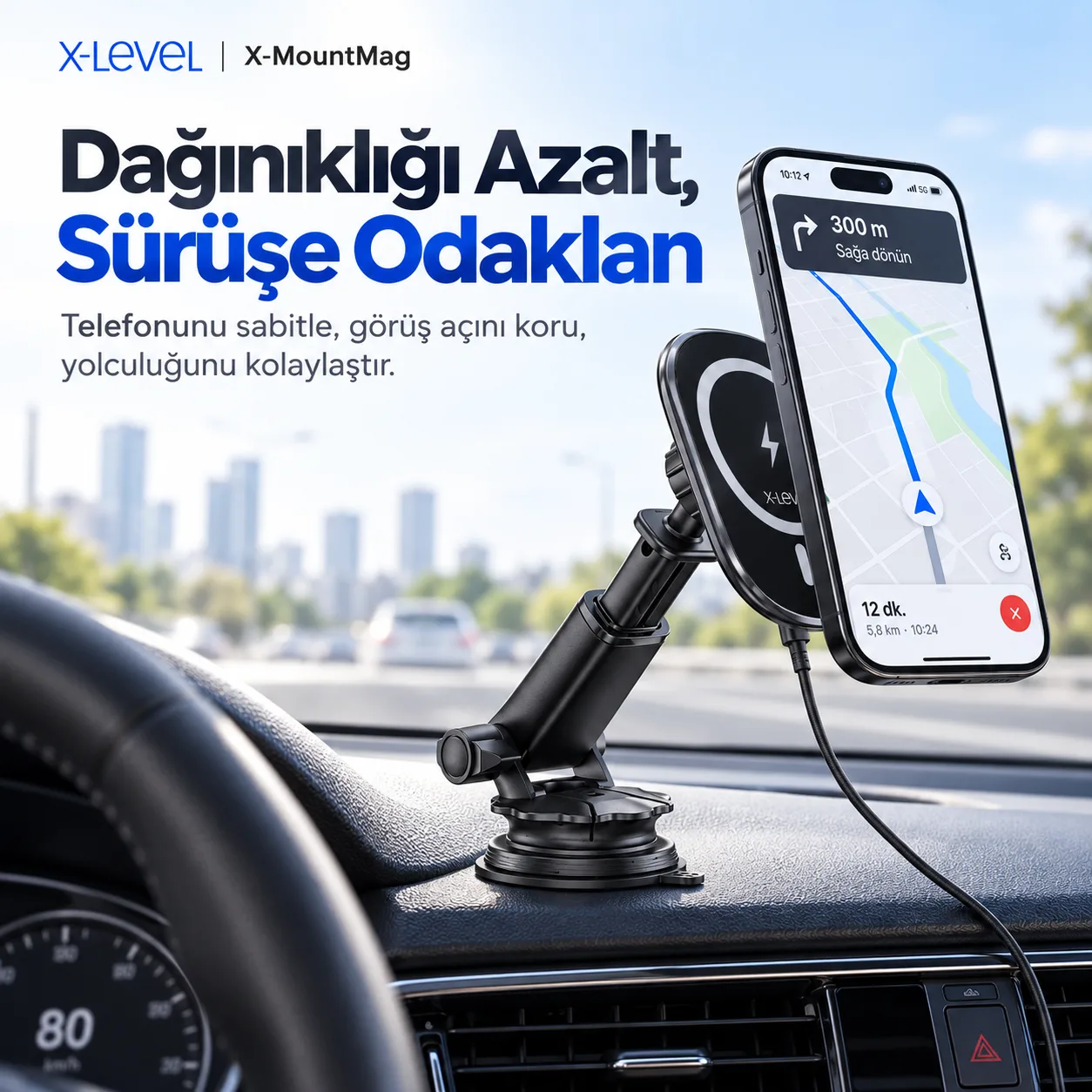 X-Level X-MountMag Manyetik Kablosuz Şarjlı Araç Telefon Tutucu