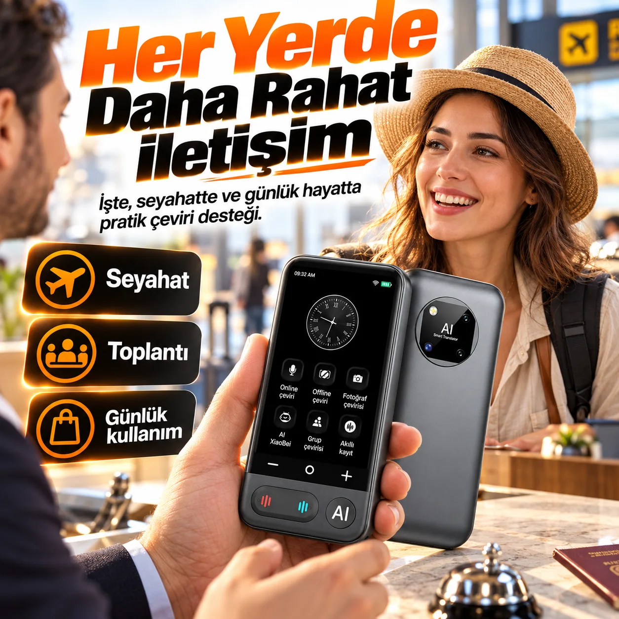 Taşınabilir AI Çeviri Cihazı – Çok Dilli Anlık Tercüman