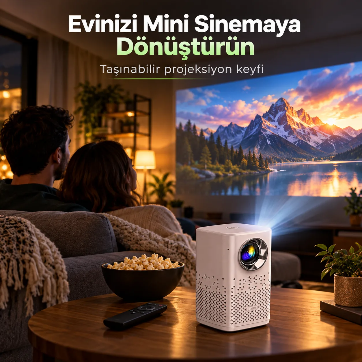 Şarjlı Mini Projeksiyon Cihazı – HD, Kablosuz
