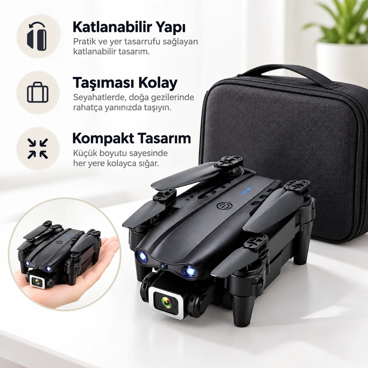 C5 Kameralı Katlanabilir Drone – Hava Fotoğrafçılığı İçin Kumandalı Mini Quadcopter
