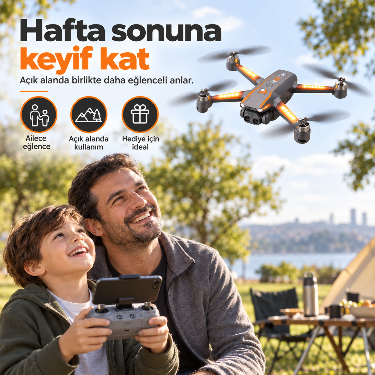 R22 Ultra Kameralı Katlanabilir Drone – Kumandalı LED Işıklı Quadcopter