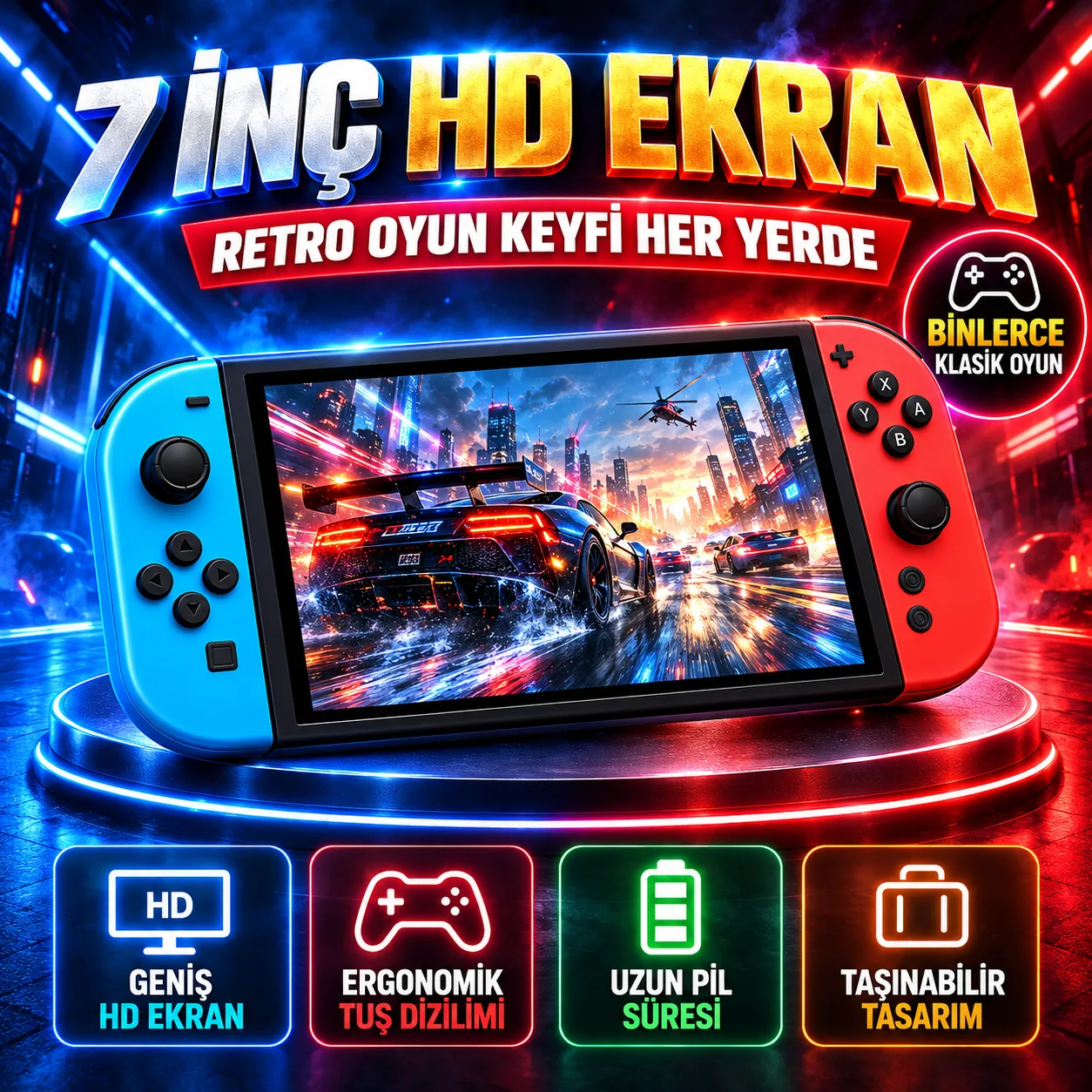 G90 Taşınabilir Retro Oyun Konsolu – 20.000+ Oyun