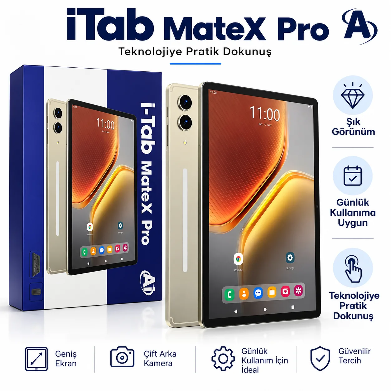 iTab MateX Pro Tablet – Geniş Ekranlı, İnce ve Şık Tasarımlı Android Tablet