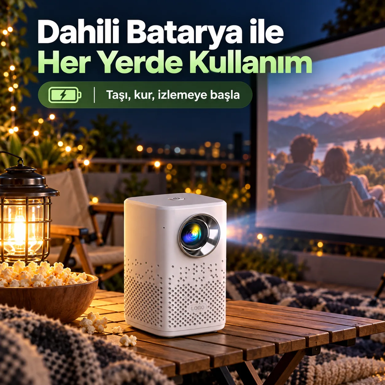 Şarjlı Mini Projeksiyon Cihazı – HD, Kablosuz