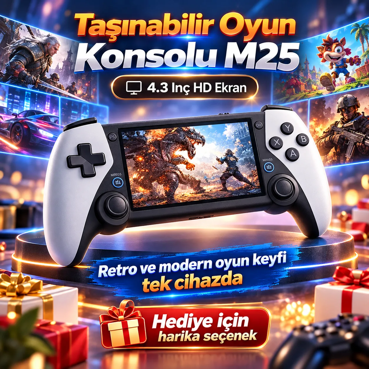 M25 Taşınabilir Oyun Konsolu – 4.3 İnç HD Ekran