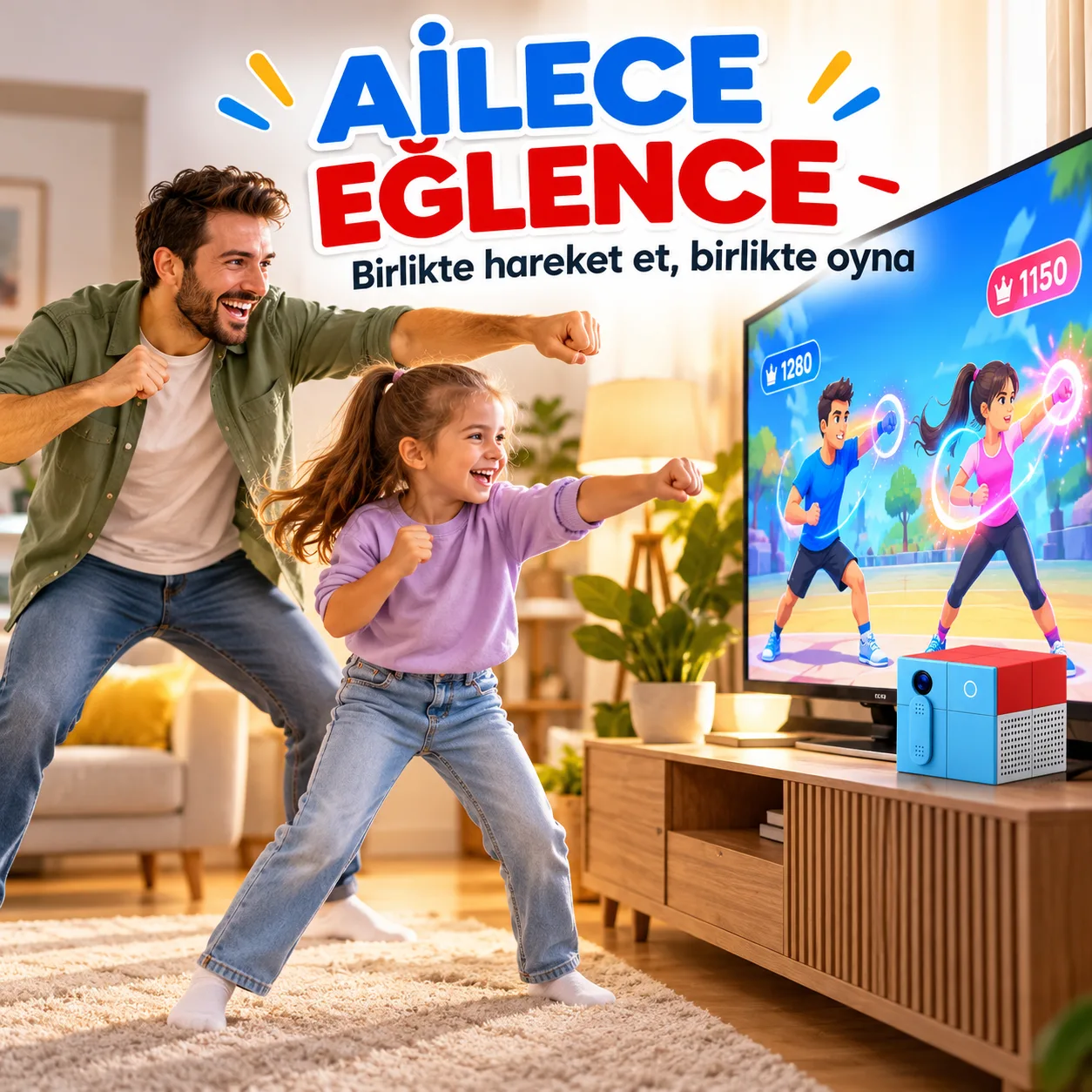 SJGAM M58 AI Hareket Algılamalı Oyun Konsolu – İnteraktif Aile ve Çocuk Oyun Sistemi