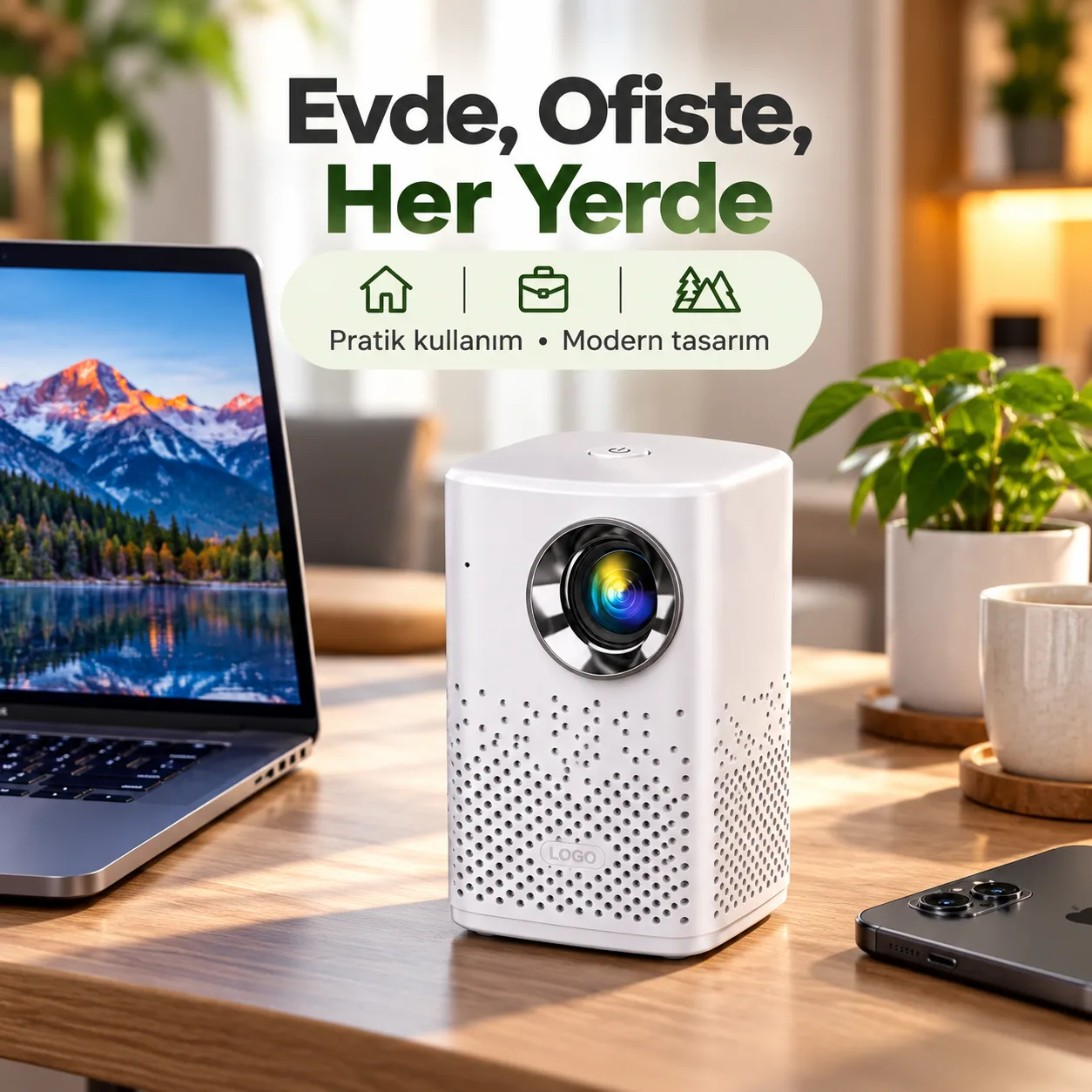 Şarjlı Mini Projeksiyon Cihazı – HD, Kablosuz