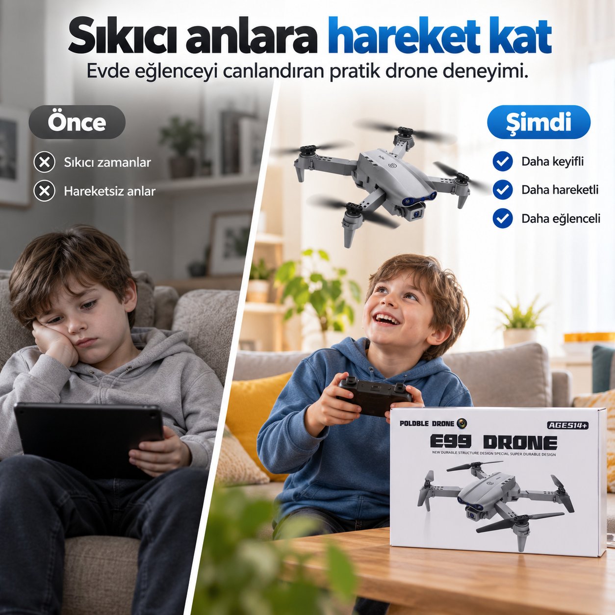 E99 Kameralı Katlanabilir Drone – Kompakt Quadcopter