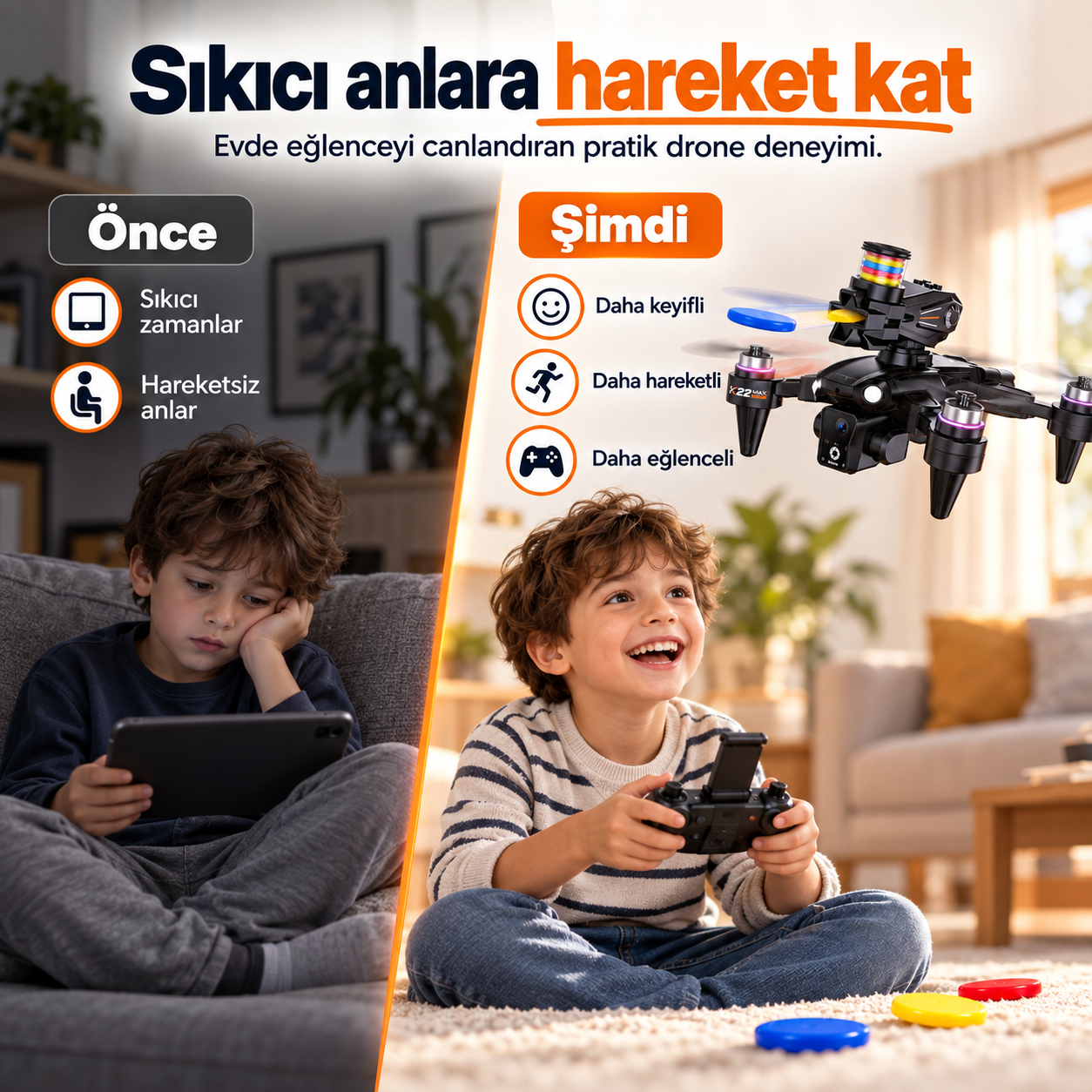 K22 Shoot Kameralı Disk Atan Drone – Fırçasız Motorlu Katlanabilir Kumandalı Drone