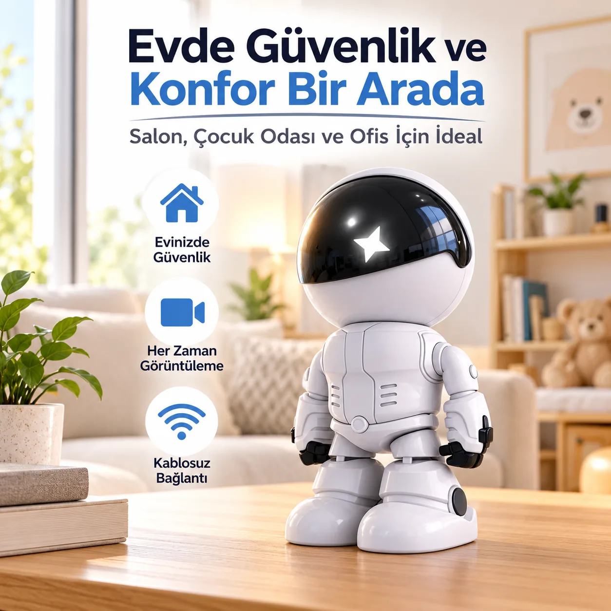1080P WiFi IP Kamera – 360°, Akıllı Takip, Ses