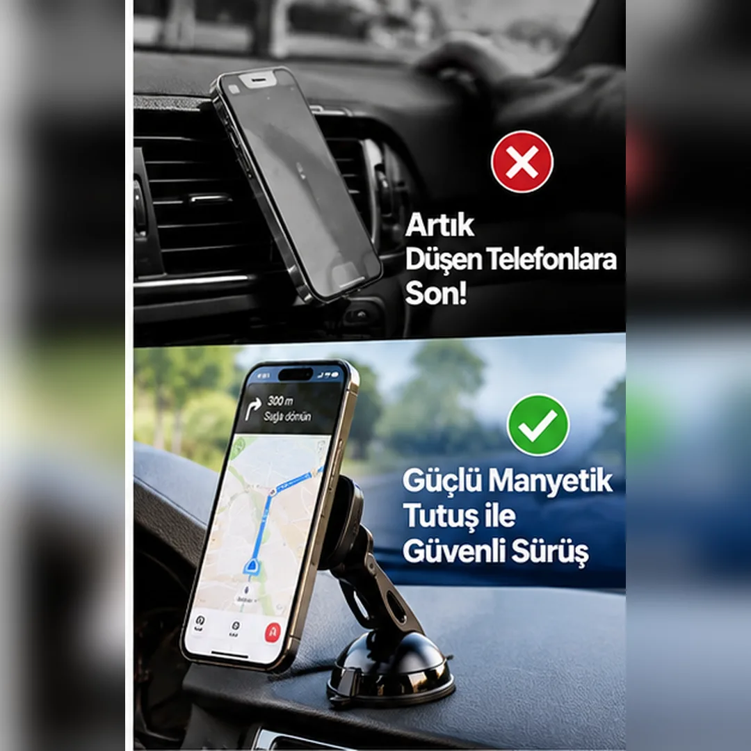X-Level X-MountLite Manyetik Araç Telefon Tutucu – 360° Döner, Vantuzlu Güçlü Taban
