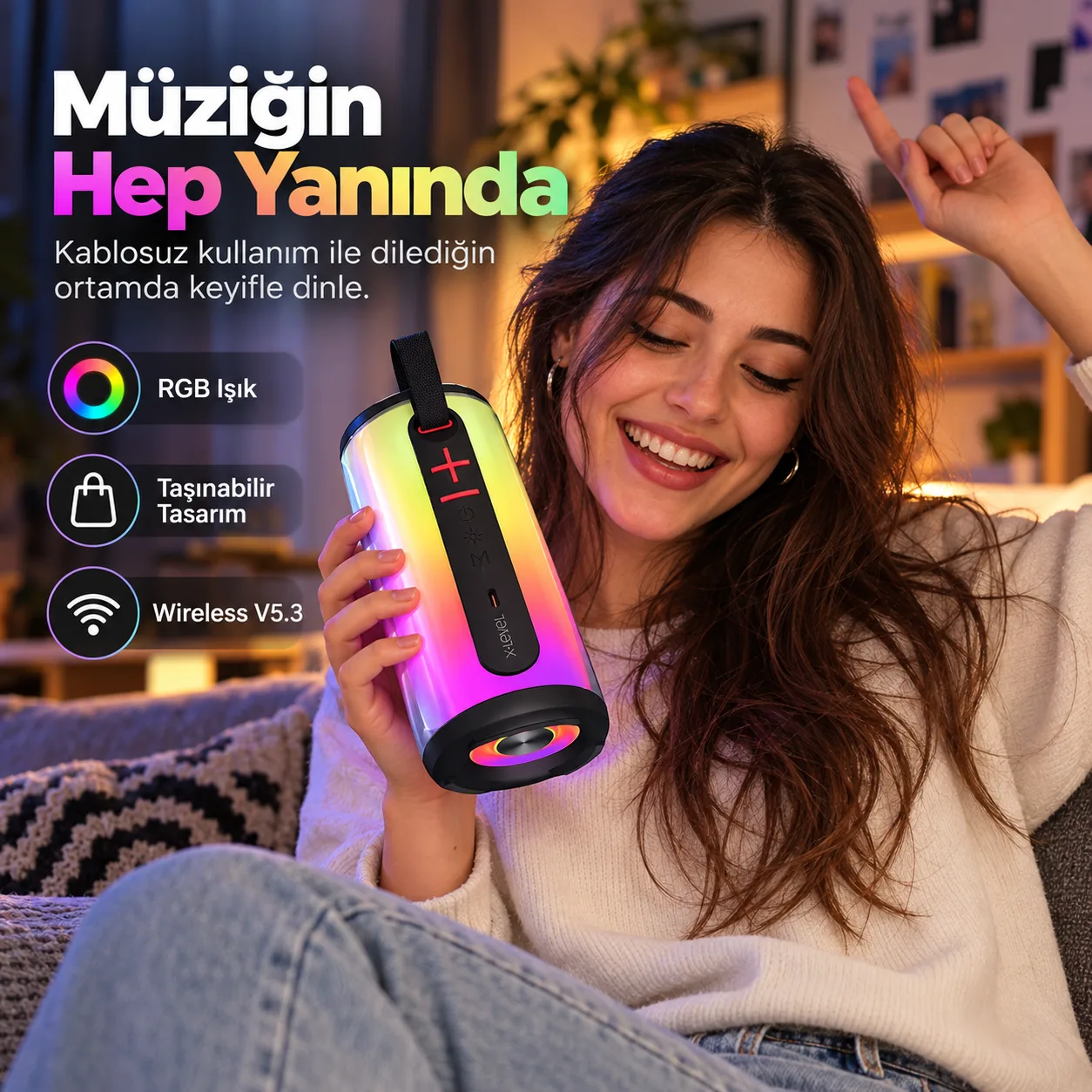 X-Level X-SoundSpeaker RGB Bluetooth Hoparlör – Bluetooth 5.3, TF Kart, AUX ve USB Destekli