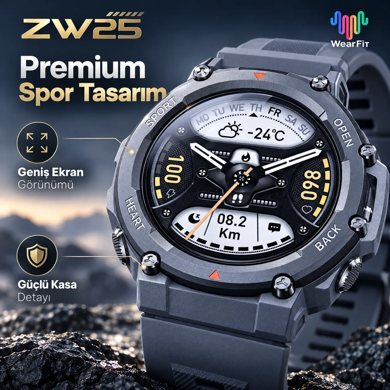 ZW25 Akıllı Saat – 1.52 İnç AMOLED Ekran, Bluetooth Arama, WearFit Pro ve IP67