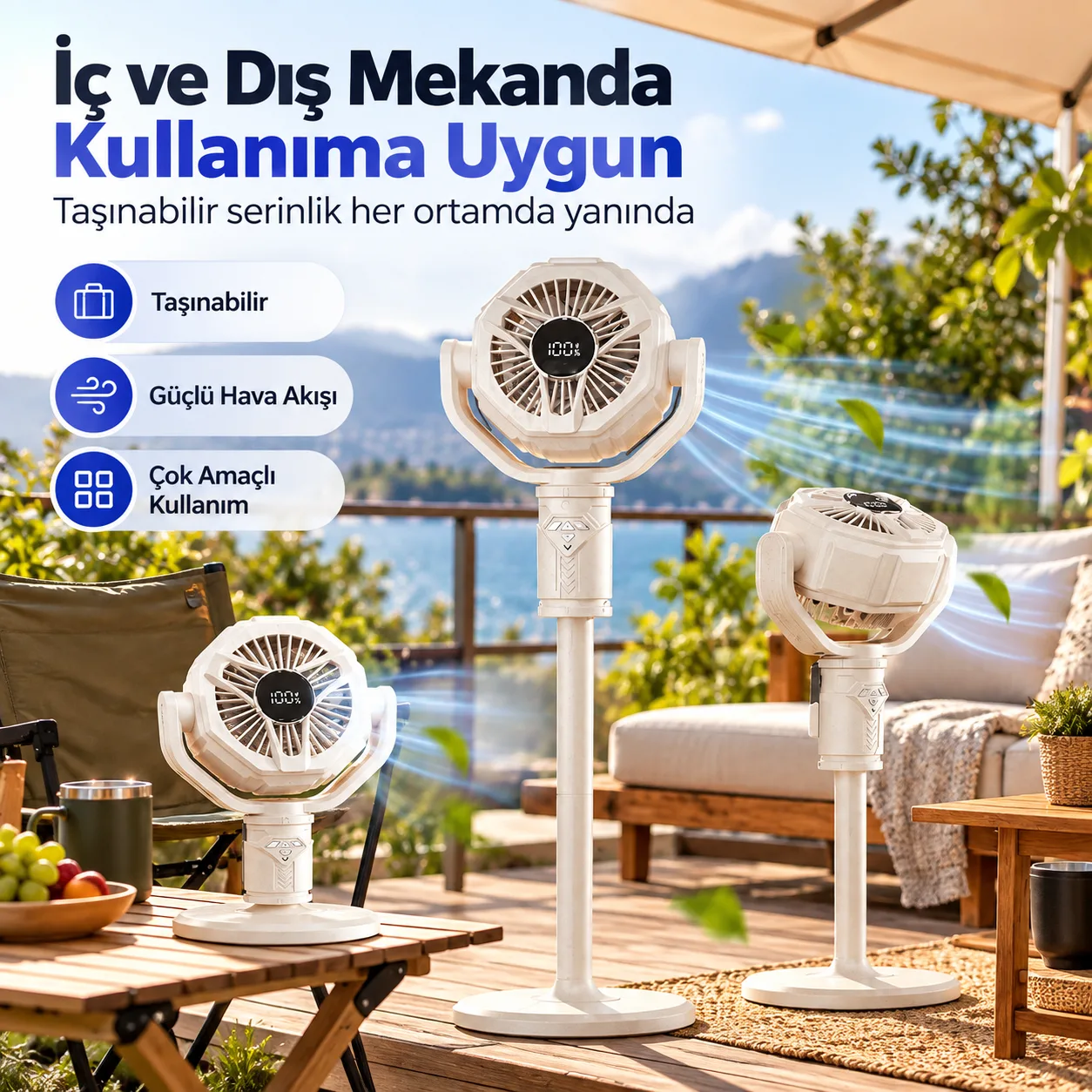 F10 Çok Amaçlı Ayaklı Vantilatör – 10 Kademeli, Otomatik Salınımlı, Kumandalı ve Zamanlayıcılı