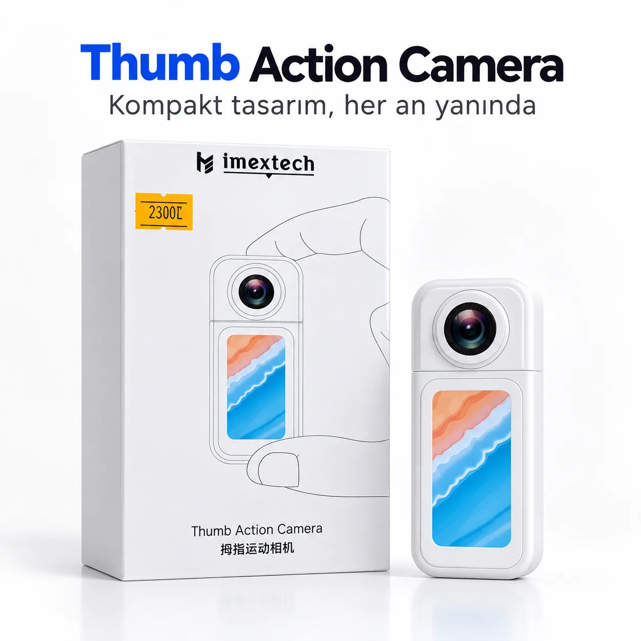 Imextech Thumb Action Camera Mini Aksiyon Kamerası – Ekranlı Kompakt Cep Kamerası