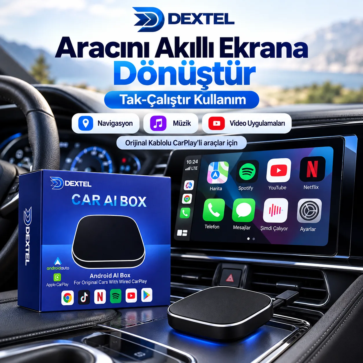 CarPlay Android Box – 8GB RAM, 128GB Depolama