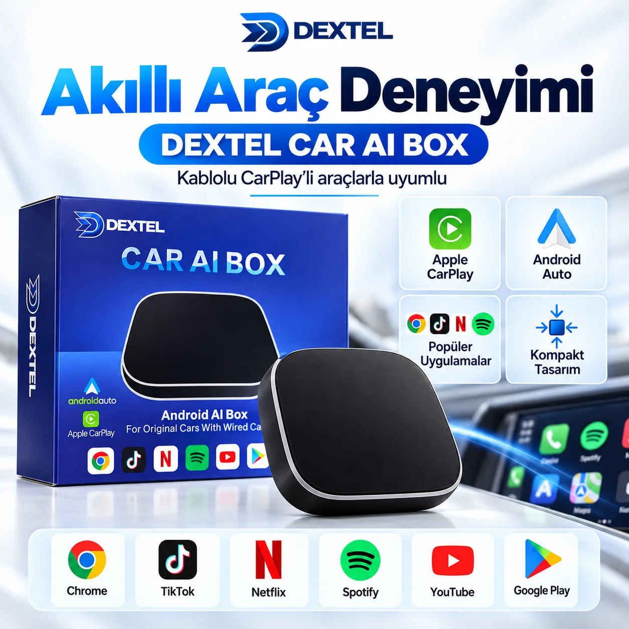 CarPlay Android Box – 8GB RAM, 128GB Depolama