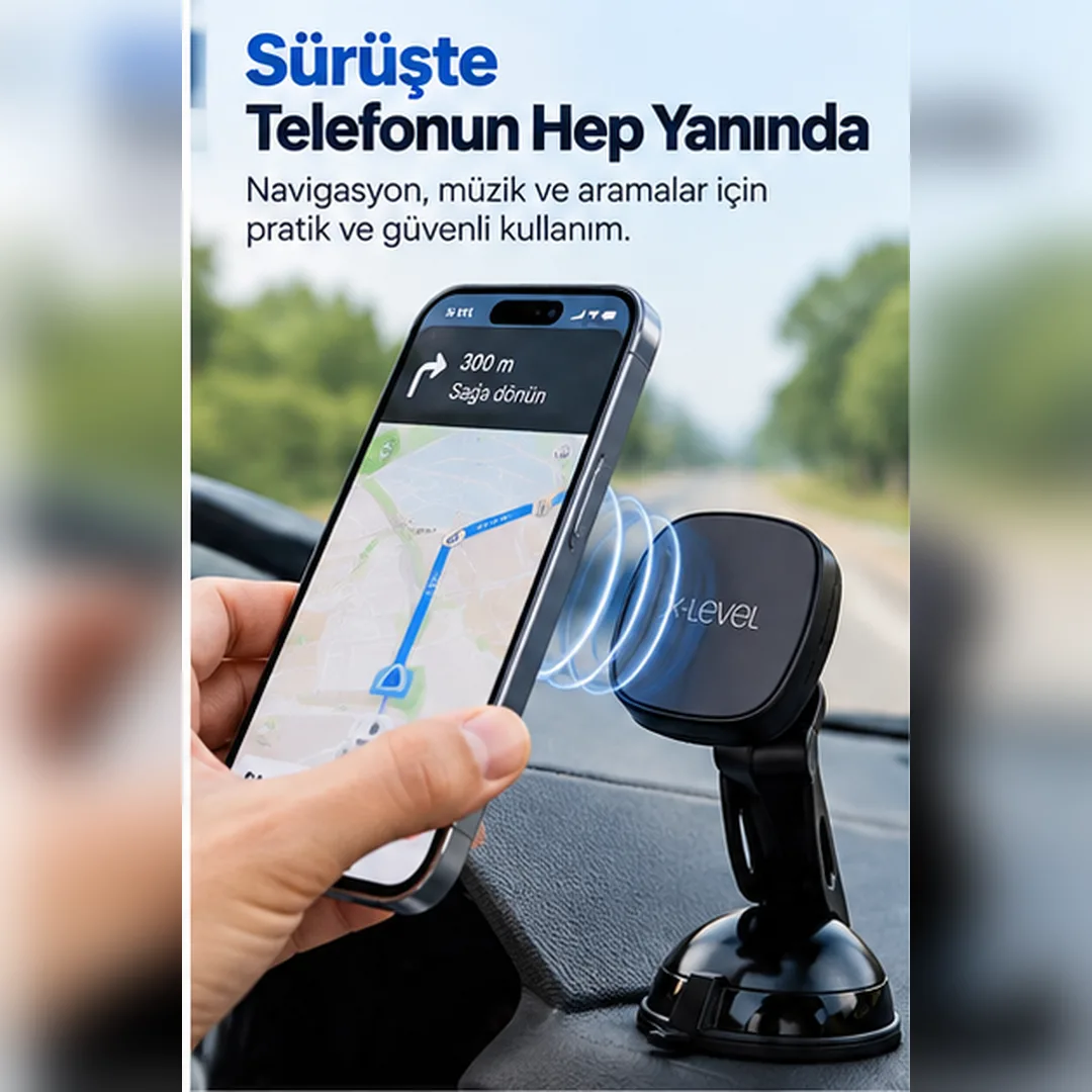 X-Level X-MountLite Manyetik Araç Telefon Tutucu – 360° Döner, Vantuzlu Güçlü Taban