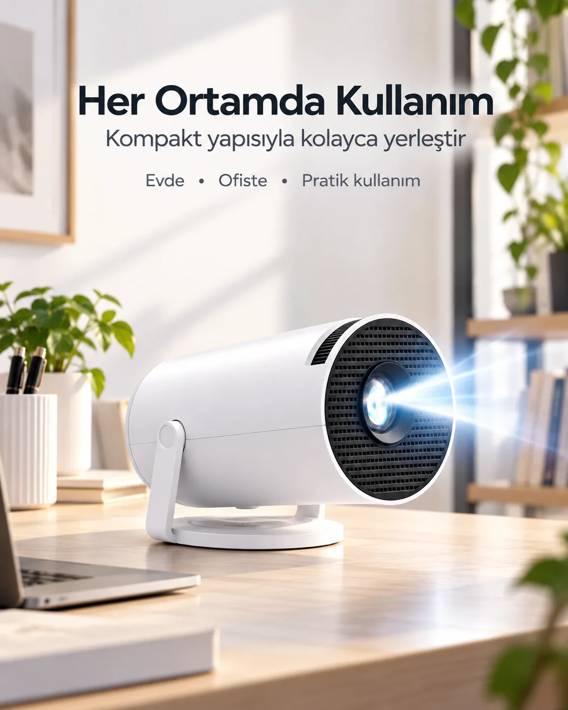 Mini Projeksiyon Cihazı – WiFi, Bluetooth, 4K Destekli