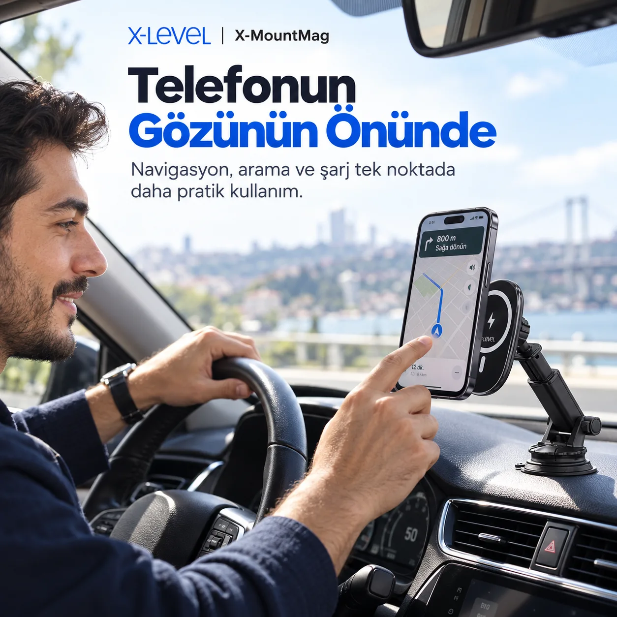 X-Level X-MountMag Manyetik Kablosuz Şarjlı Araç Telefon Tutucu