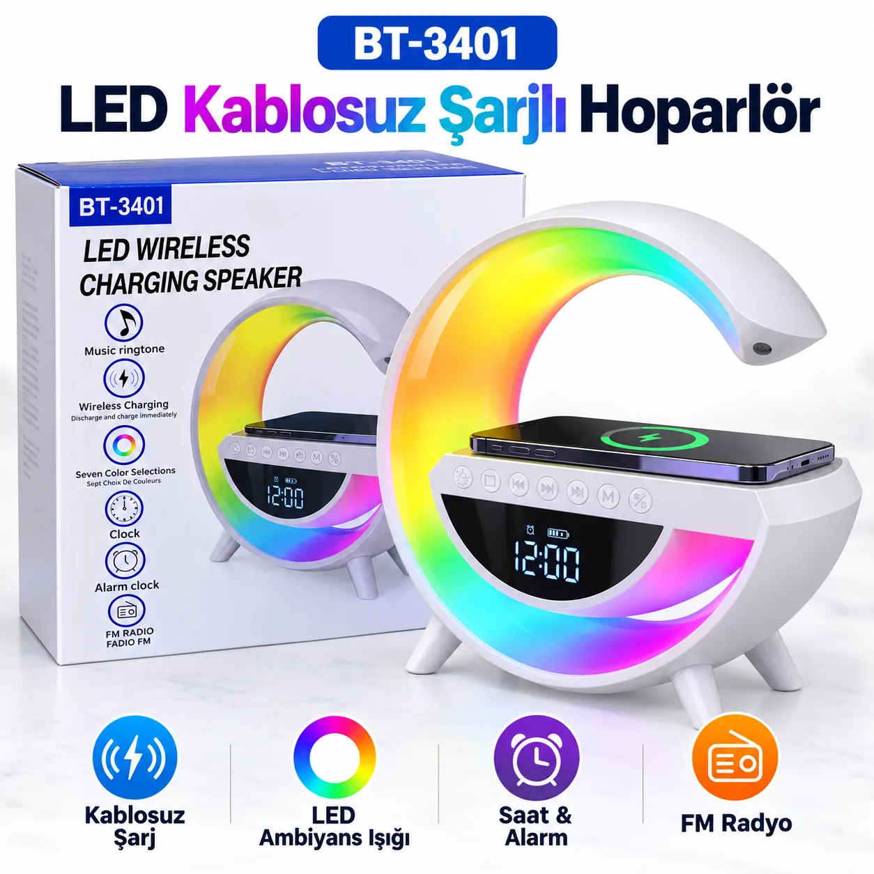 Bakeey G2 Hoparlörlü Gece Lambası – Kablosuz Şarj