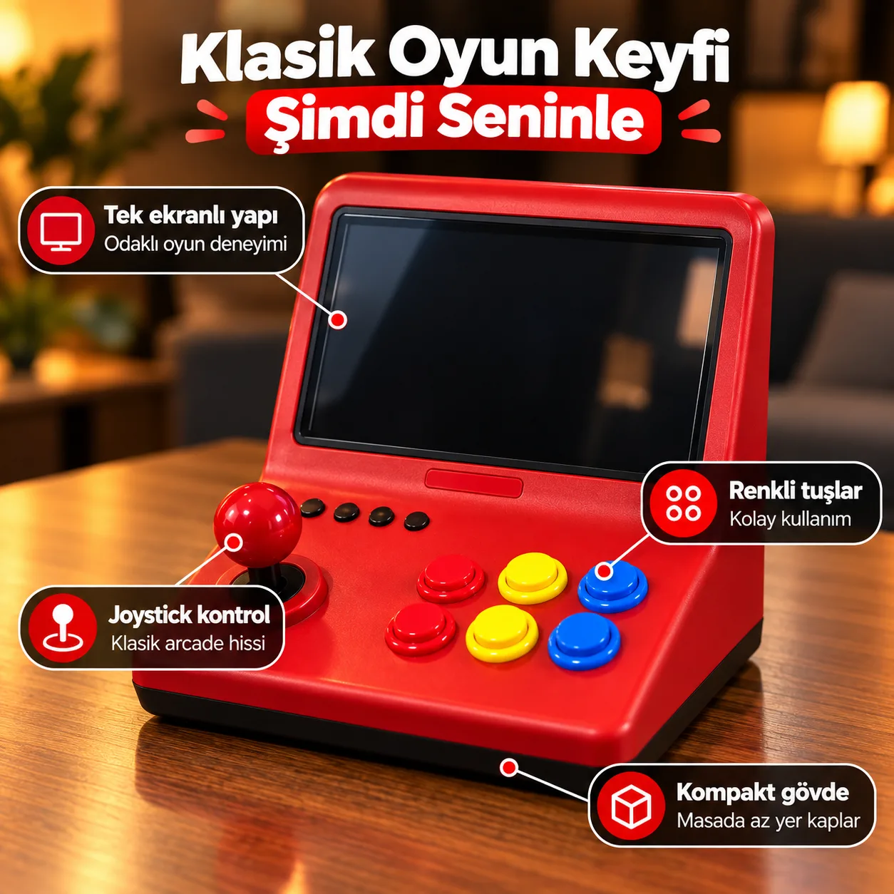 Taşınabilir Mini Retro Oyun Konsolu – El Tipi Atari