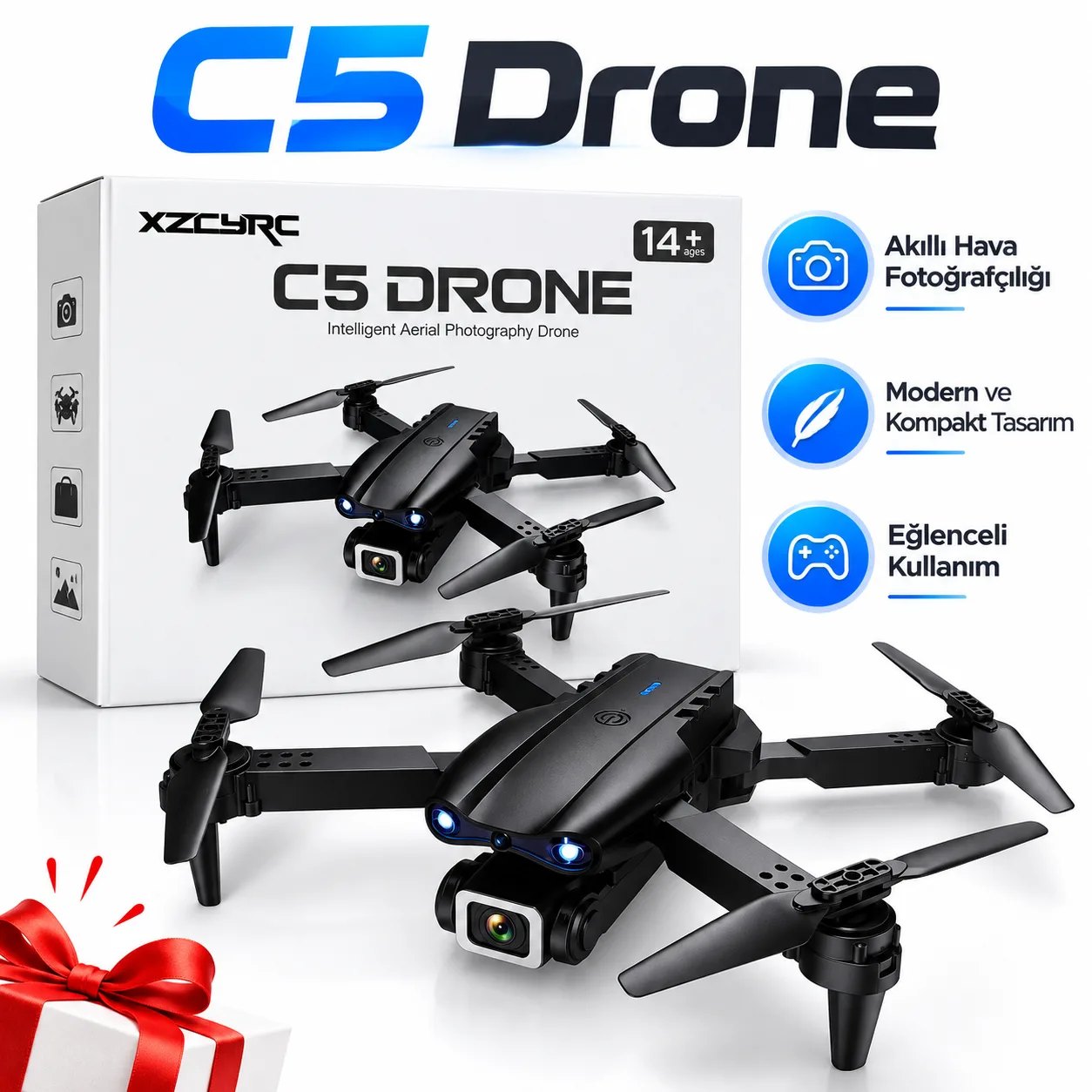 C5 Kameralı Katlanabilir Drone – Hava Fotoğrafçılığı İçin Kumandalı Mini Quadcopter