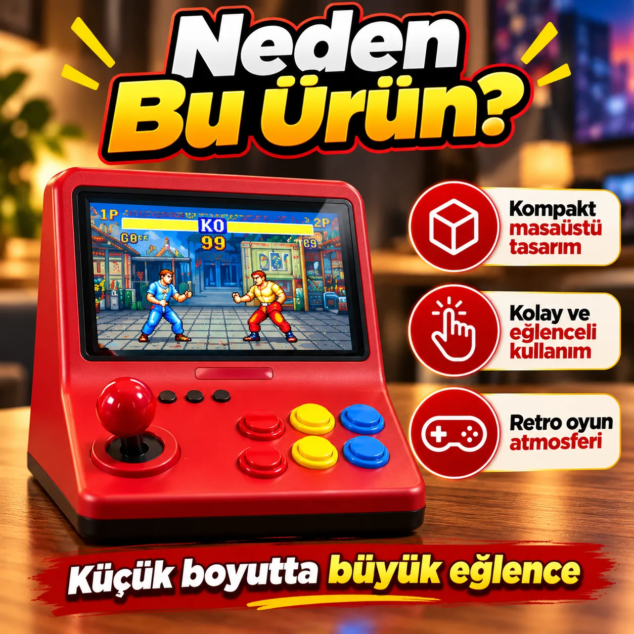 Taşınabilir Mini Retro Oyun Konsolu – El Tipi Atari