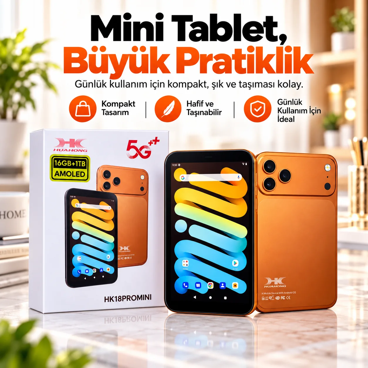 Huahong HK18 Pro Mini Tablet – 16 GB RAM, 1 TB Hafıza, AMOLED Ekran ve Android