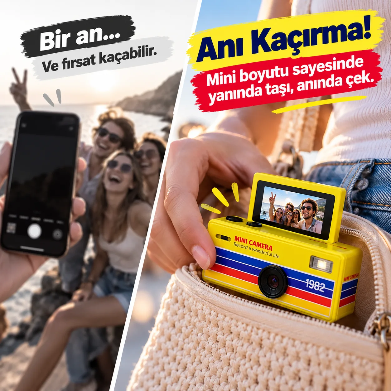 LK-030 Mini Flip Dijital Kamera – Retro Tasarım, Döner Ekranlı Cep Kamerası