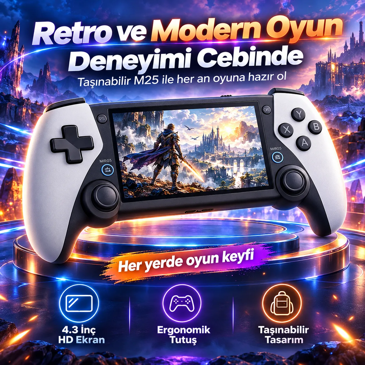 M25 Taşınabilir Oyun Konsolu – 4.3 İnç HD Ekran