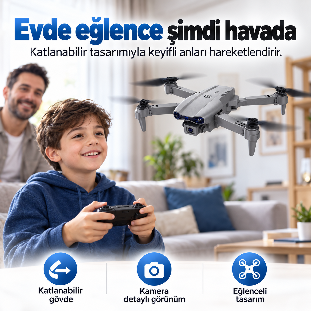 E99 Kameralı Katlanabilir Drone – Kompakt Quadcopter
