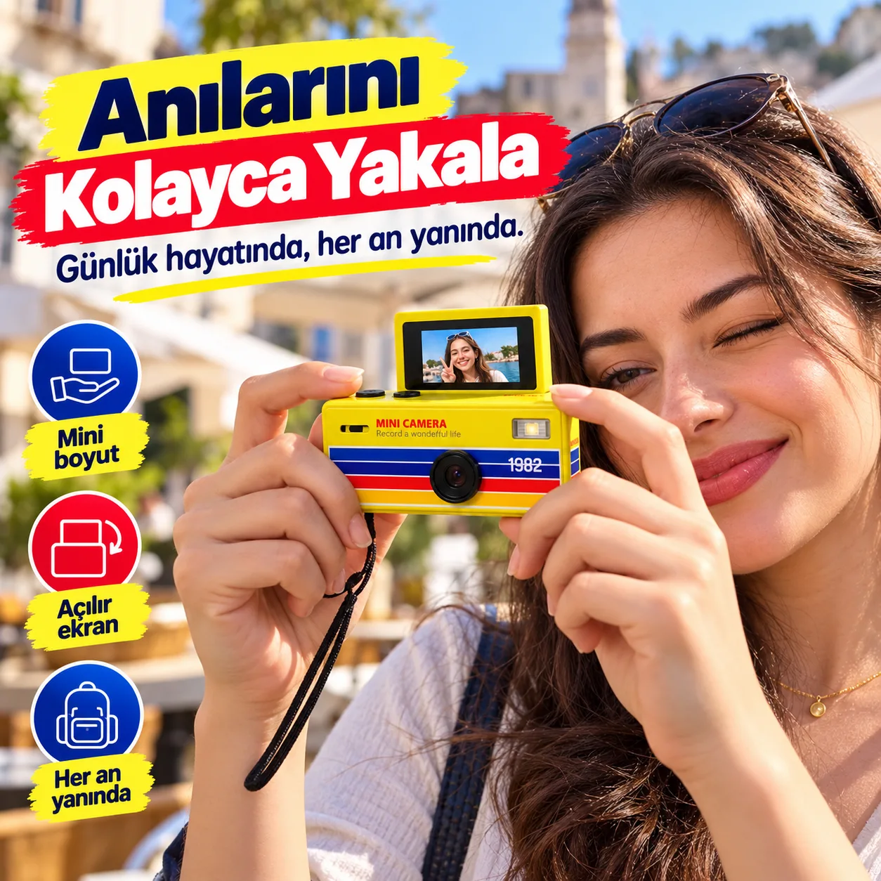 LK-030 Mini Flip Dijital Kamera – Retro Tasarım, Döner Ekranlı Cep Kamerası