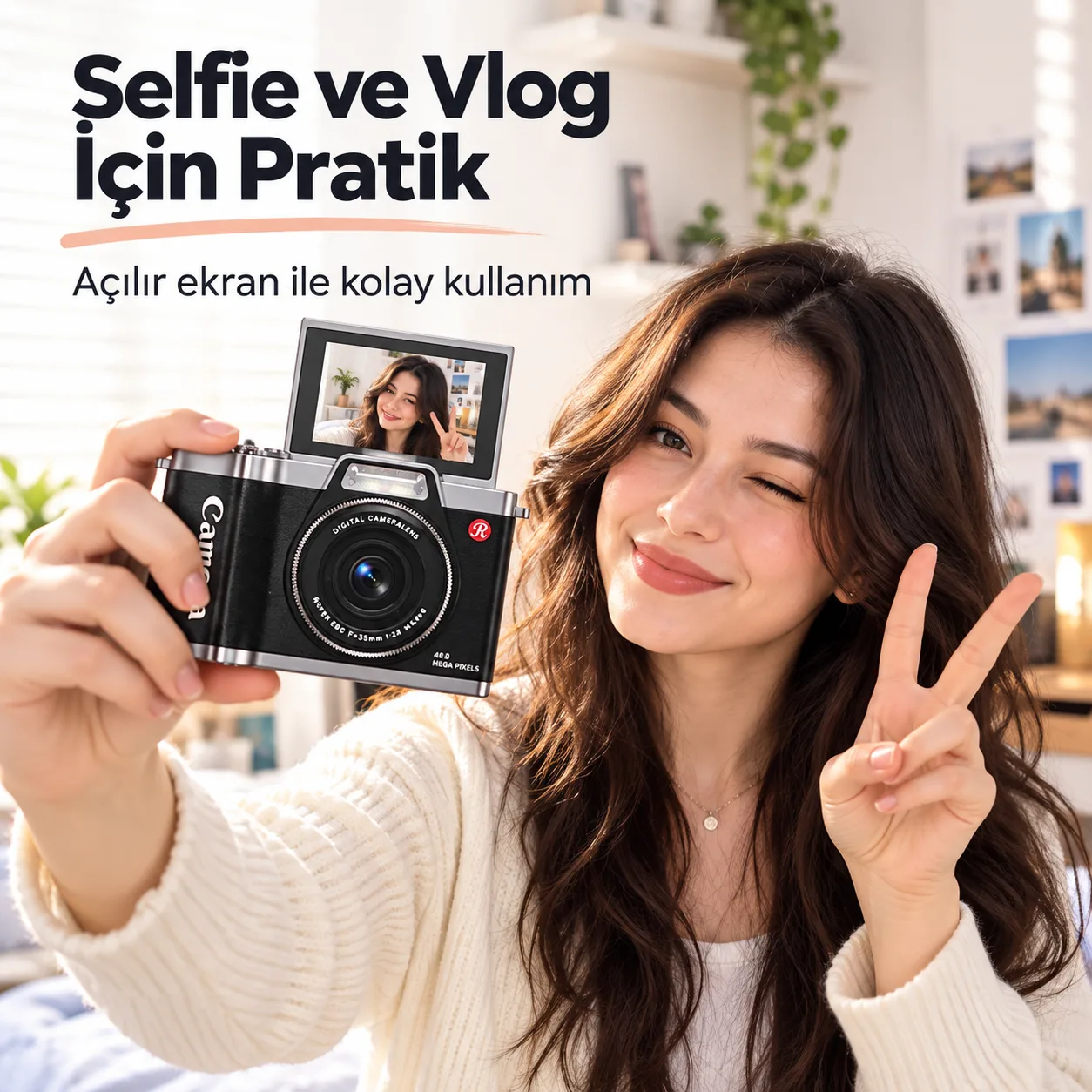Retro Style 4K Dijital Kamera – 48 MP, 2.4 İnç HD Ekran, Otomatik Odaklama ve Flaş