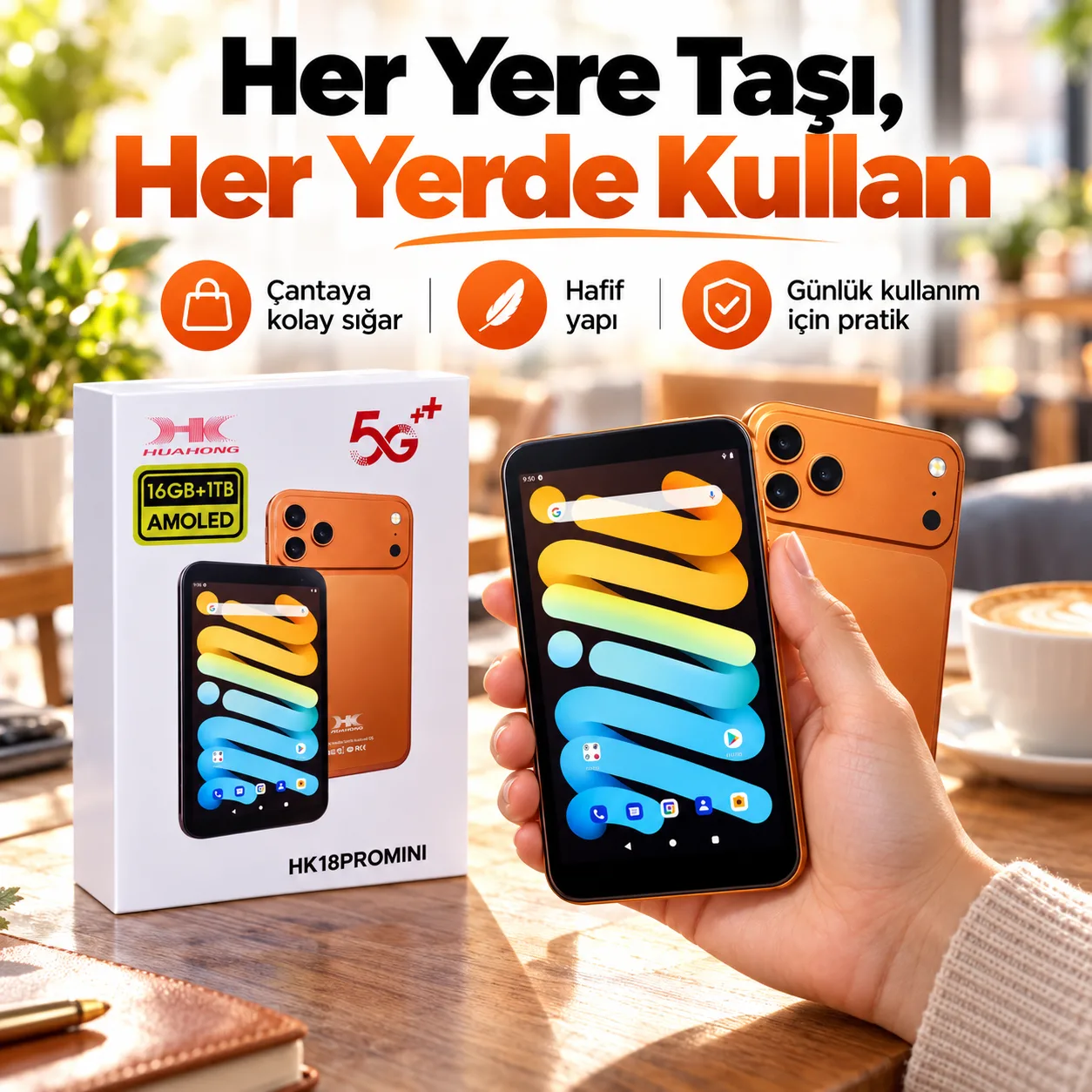 Huahong HK18 Pro Mini Tablet – 16 GB RAM, 1 TB Hafıza, AMOLED Ekran ve Android