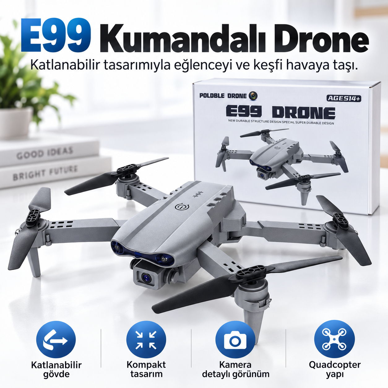 E99 Kameralı Katlanabilir Drone – Kompakt Quadcopter