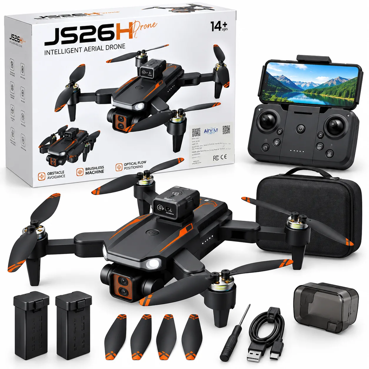 JS26H Akıllı Kameralı Drone – Fırçasız Motor, Engel Algılama, Optical Flow ve Ekranlı Kumanda