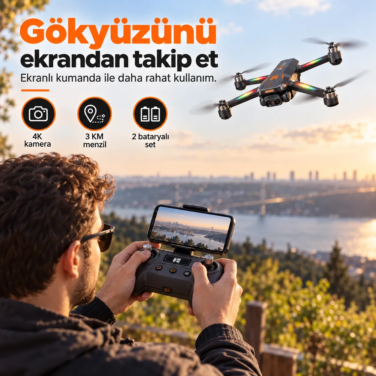 R27 GPS Ultra Drone – 4K, 3 KM, Ekranlı Kumanda – ürün görseli 5