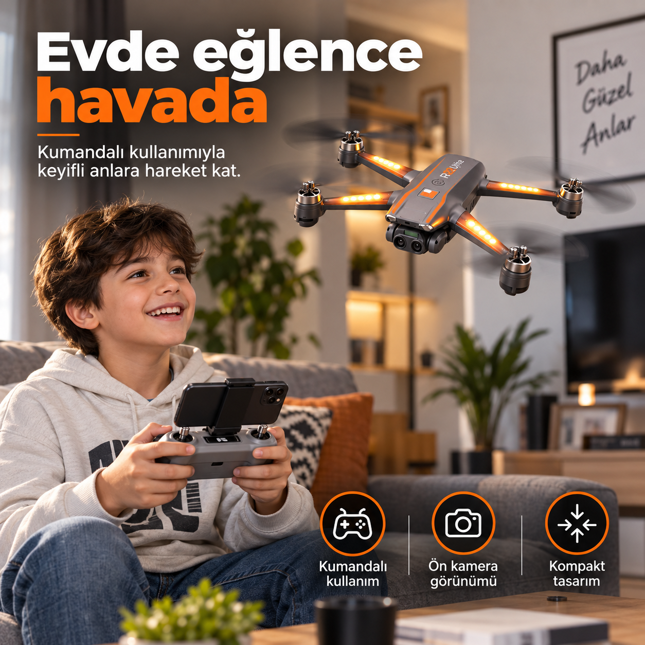 R22 Ultra Kameralı Katlanabilir Drone – Kumandalı LED Işıklı Quadcopter