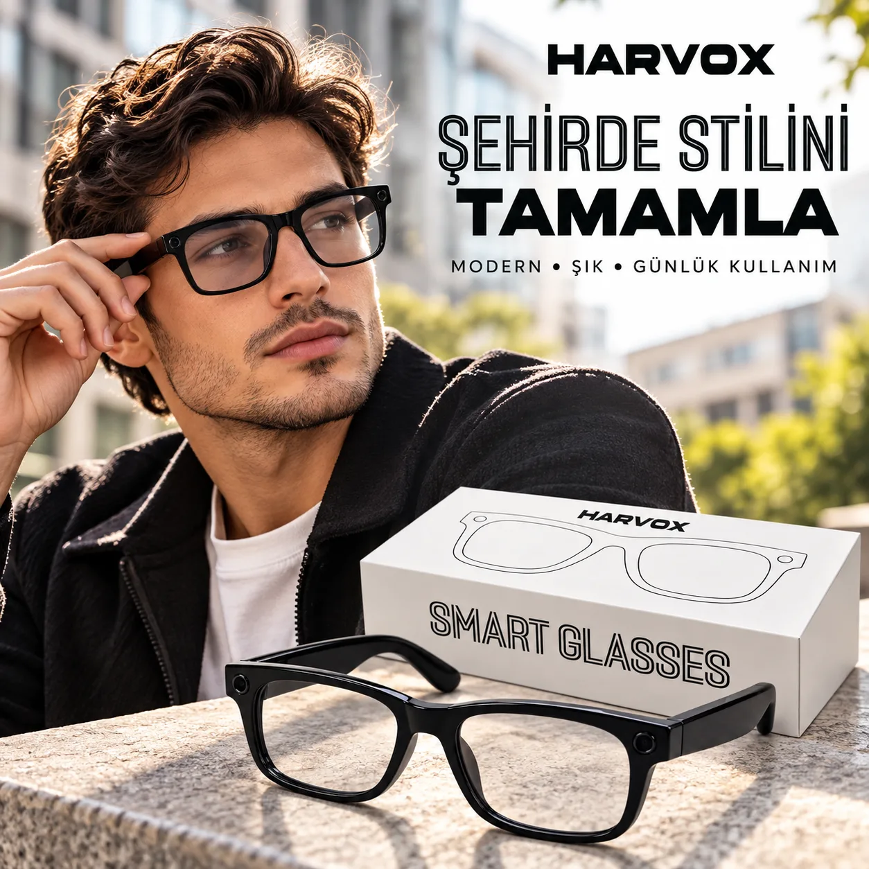 Harvox Smart Glasses Akıllı Gözlük – Şık, Modern ve Günlük Kullanıma Uygun Tasarım