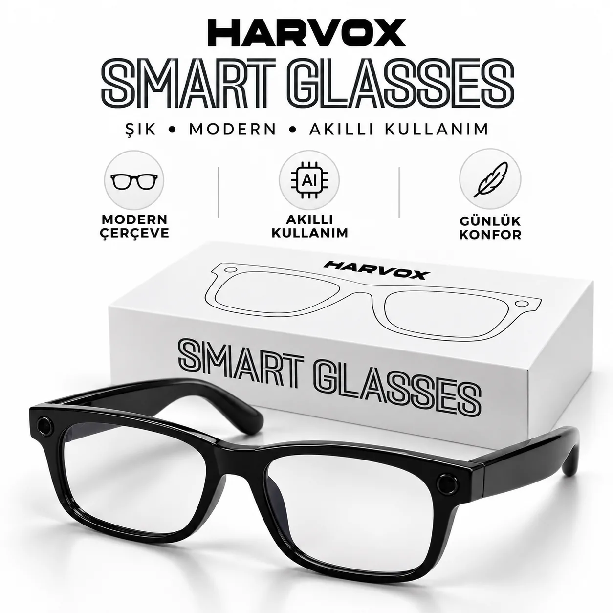 Harvox Smart Glasses Akıllı Gözlük – Şık, Modern ve Günlük Kullanıma Uygun Tasarım